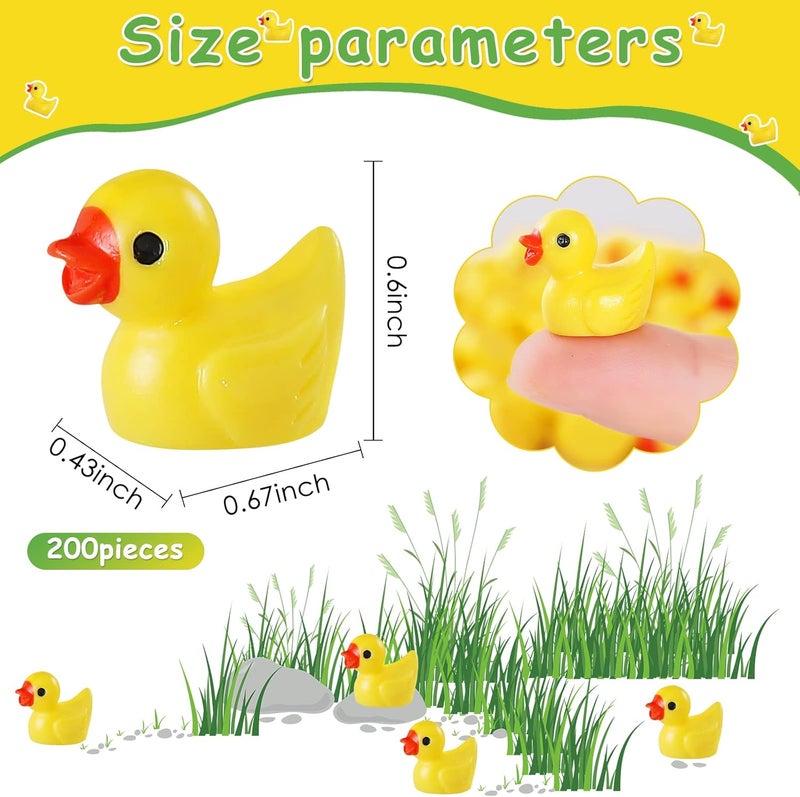 GliSun 200 Pieces Mini Resin Ducks Tiny Duck for Garden Micro Landscape Ornament Dollhouse Prank Christmas Falloween Birthday Party Favors DIY Decoration Craft - Image 2